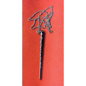 Hermione Wand Necklace Silvertone Magic Fantasy Harry Potter fairy whimsical